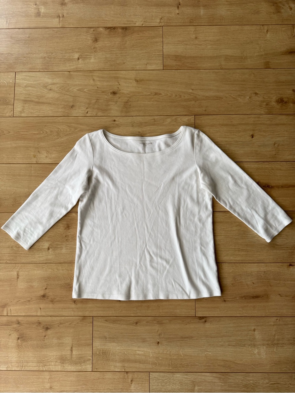 Eileen Fisher Boat Neck Three-Quarter Sleeve Top - Picture 1 of 6